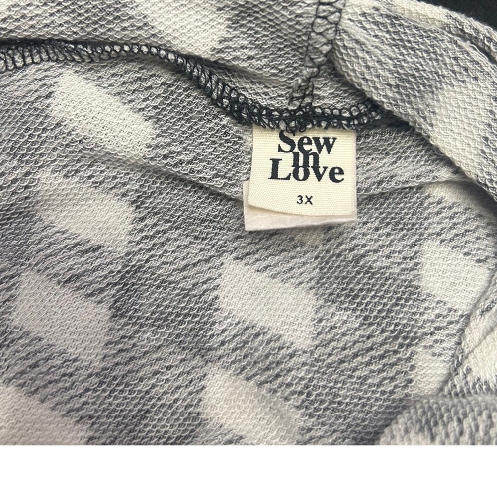 Sew In Love‎ Women's Black White Gingham Cowl Neck Hoodie Plus Size 3X - Picture 4 of 6